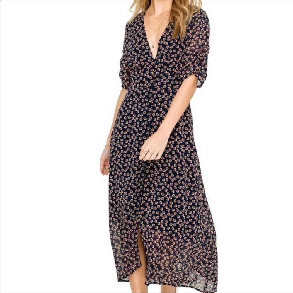 Astr midi button down floral print dress